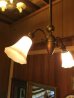 画像2: 19世紀後半　ガス灯 改　ヘヴィーミルクガラスシェード　シーリングライト　2灯　1890-1900's　アンティーク　ビンテージ (2)
