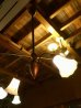 画像1: 19世紀後半　ガス灯 改　ヘヴィーミルクガラスシェード　シーリングライト　2灯　1890-1900's　アンティーク　ビンテージ (1)