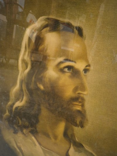 画像2: アンティーク　ウォールオーナメント　装飾額縁　キリスト肖像画1940年　ビンテージ