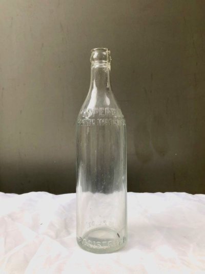 画像1: 1900'S 1910'S　レア！　PEPPERELL SPRING WATER CO　AQUA GLASS　気泡ガラス　SODA BOTTLE　ソーダボトル　ガス水　ガラス瓶　Reed Glass　クリアガラス　一輪挿し　フラワーベース　アンティーク　ビンテージ