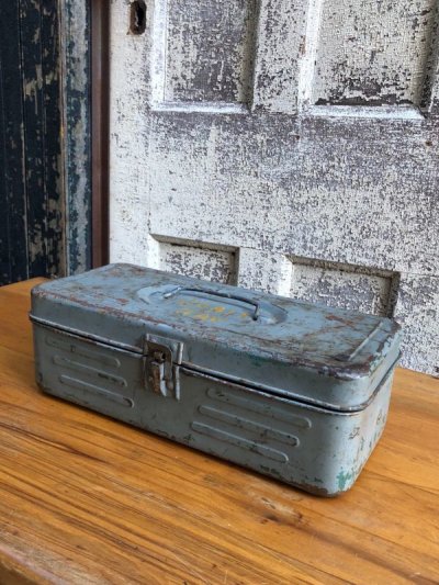 画像2: 1950'S 60'S　ツールボックス　toolbox　tacklebox　ペイント　シャビーシック　メタルボックス　工具箱　インナートレイ　アンティーク　ビンテージ