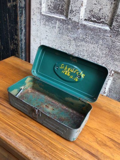 画像1: 1950'S 60'S　ツールボックス　toolbox　tacklebox　ペイント　シャビーシック　メタルボックス　工具箱　インナートレイ　アンティーク　ビンテージ