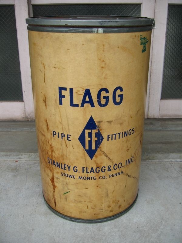 ペーパードラム缶 50’S 60’S FLAGG アドバタイジング ファイバードラム ダストボックス trash can ゴミ箱 スチール×