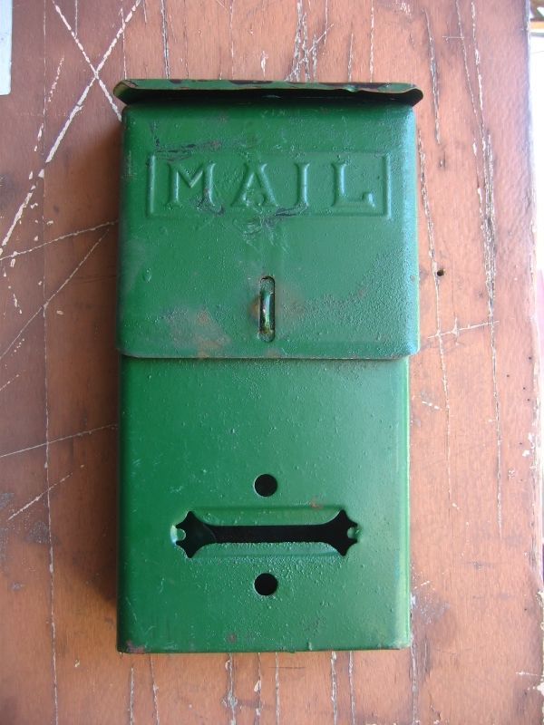 1930’S 40'S U.S.MAIL BOX アメリカ ポスト メールボックス 壁掛け メタル グリーン/// ロストアンド