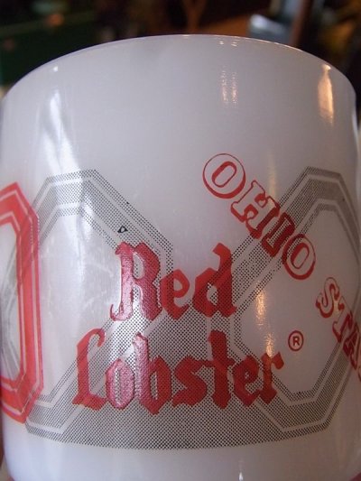 画像2: アンティーク　フェデラル　ミルクガラス　マグカップ　OHIO STATE  Red Lobster　ビンテージ