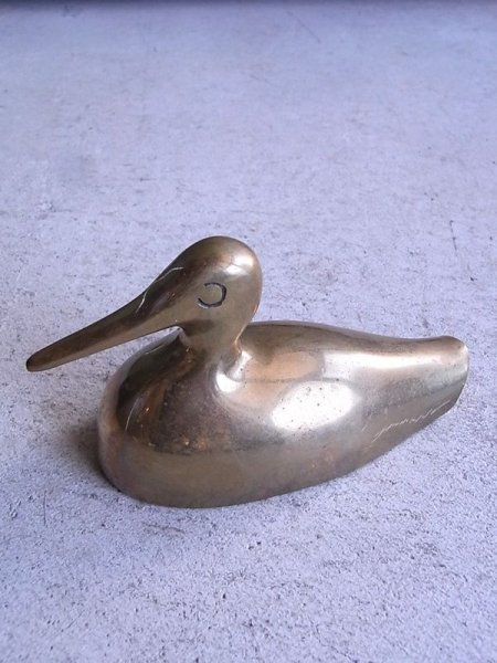 画像1: アンティーク　真鍮オブジェ　アヒル　白鳥　水鳥　ヴィンテージ (1)