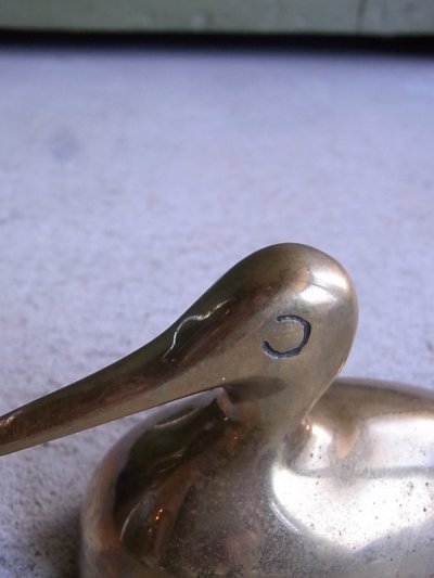 画像1: アンティーク　真鍮オブジェ　アヒル　白鳥　水鳥　ヴィンテージ