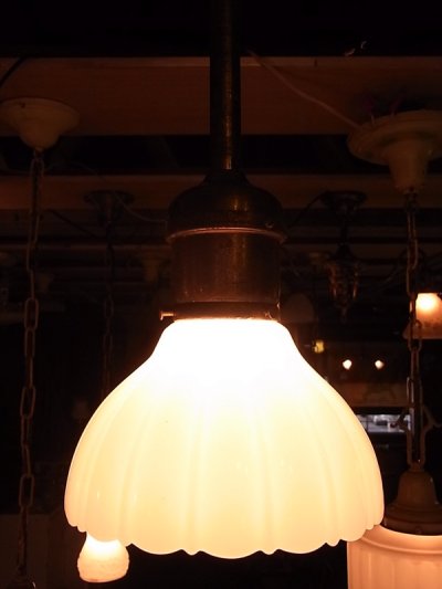 画像3: アンティーク   インダストリアル　ペンダントランプ　シーリングライト　ミルクガラスシェード　1灯　ビンテージ