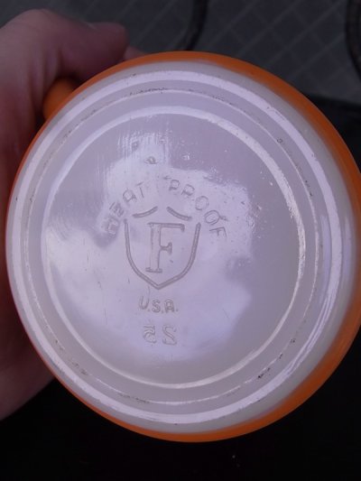 画像1: アンティーク　フェデラル　ミルクガラス　マグカップ　スタッキングマグ　オレンジ　ビンテージ