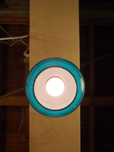 画像1: 1910'S 20'S　トレインランプ　色付きガラスシェード　 ペンダントランプ　1灯　シーリングライト　ブルー   アンティーク　ビンテージ