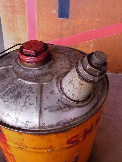 画像1: アンティーク　シェル　ガソリン携行缶　ティン缶　 SHELL　オイル缶　大型　ビンテージ