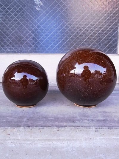 画像1: アンティーク　オブジェ　陶器　陶器ボール　中型　大型　2pcs set　ビンテージ