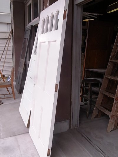 画像2: アンティーク　4分割ガラス窓付木製ドア　ホワイト　ビンテージ