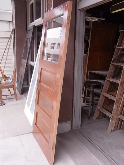 画像2: アンティーク　ガラス窓付木製ドア　ホワイト×ウッド　ビンテージ