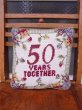 画像1: アンティーク　ミニクッション　刺繍　金婚式　50 YEARS TOGETHER　ヴィンテージ　 (1)