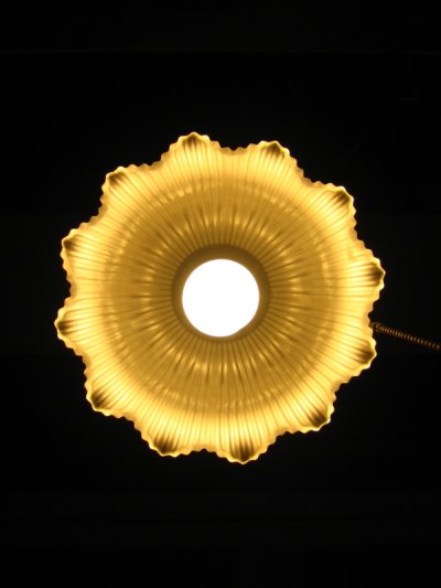 画像1: 1920’S　1930’S　シーリングライト　1灯　リブ付きフロストガラスシェード　ペンダントライト　ホロフェン　ホロフェーン　HOLOPHANE　アンティーク　ビンテージ