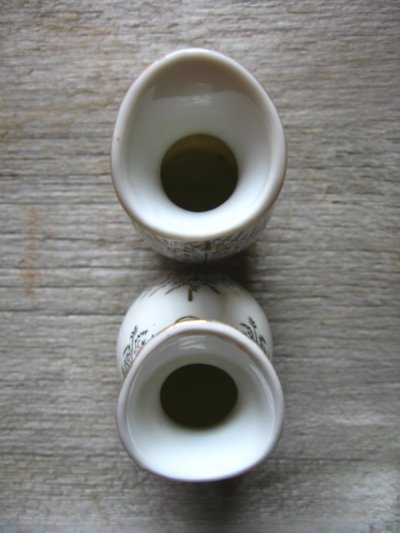 画像3: POT　オイルボトル　ソースポット　調味料入れ　オリーブオイル　ビネガー　幾何学模様　陶器　JAPAN　2PCS SET　アンティーク　ビンテージ