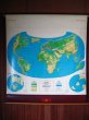 画像1: 地図　教材　スクール　ロールマップ　WORLD　世界地図　CRAM'S　壁掛け　店舗装飾　アンティーク　ビンテージ (1)