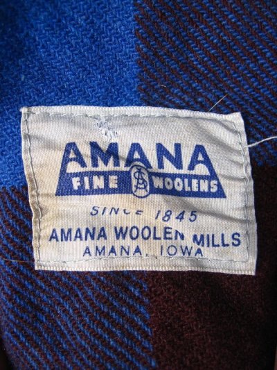 画像2: 1950'S　フリンジブランケット　膝掛け　ブルー　チェック柄　AMANA WOOLEN MILLS　アンティーク　ビンテージ