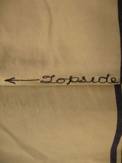 画像3: 1930’S　u.s.navy??　ミリタリー　ストライプライン　刺繍　エクストラへヴィウール　生成　ブランケット　アンティーク　ビンテージ