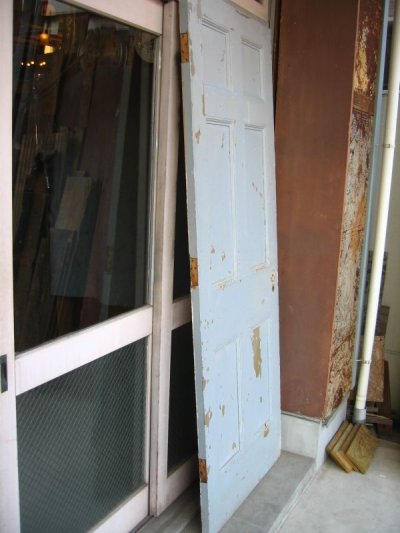 画像2: 木製ドア　スカイブルー×ベージュ　アンティーク　ビンテージ