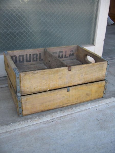 画像1: ボトルクレート　ダブルコーラ　DOUBLE COLA　ボトルケース　ウッドボックス　木箱　アドバタイジング　アンティーク　ビンテージ　その5 (1)