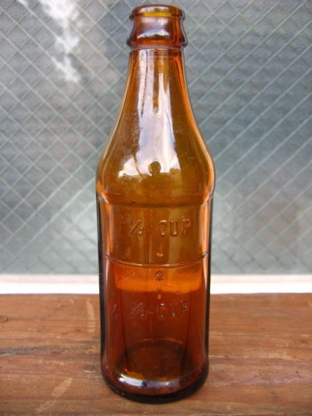 画像1: 1930'S　SODA BOTTLE　ソーダボトル　ポップボトル　ガラスボトル　メジャーボトル　アンバー　アンティーク　ビンテージ (1)