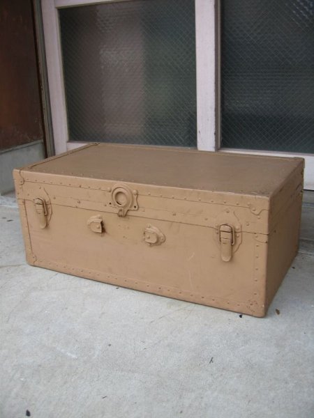 画像1: トランク　スーツケース　中型　ベージュ　店舗什器に　アンティーク　ビンテージ (1)