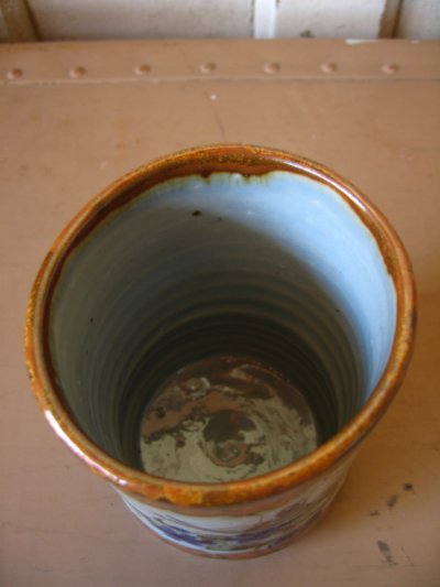 画像2: メキシコ　トナラ　MEXICO　花瓶　絵柄　フラワーベース　陶器　アンティーク　ビンテージ