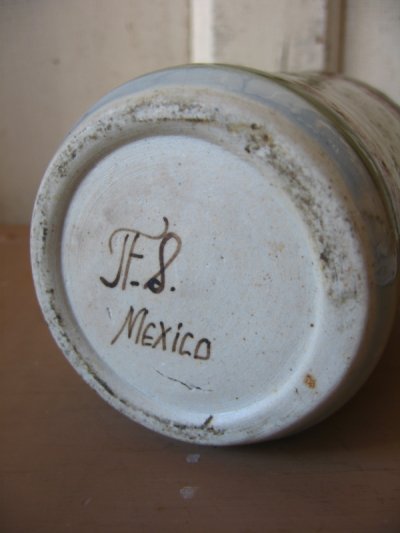 画像3: メキシコ　トナラ　MEXICO　花瓶　絵柄　フラワーベース　陶器　アンティーク　ビンテージ