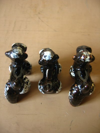 画像3: 50’S　プードル　小型犬　オブジェ　ブラック　陶器　5pcs set　アンティーク　ビンテージ