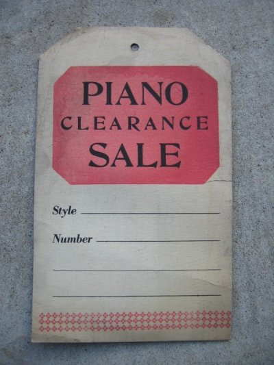 画像1: 1920’S 30'S　値札　下げ札　プライスカード　ピアノ　PIANO CLEARANCE SALE　5pcs set　アンティーク　ビンテージ