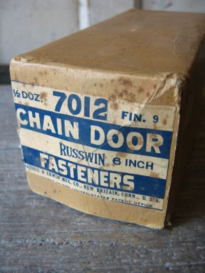 画像3: 1940’S　サーフェイスロック　ドアチェーン　ロック　CHAIN DOOR FASTENERS　鍵　スチール　アイアン　真鍮メッキ　箱付き　デッドストック　アンティーク　ビンテージ