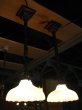 画像1: 1890’S 1900’S 1910'S　アーリーエレクトリック　シーリングライト　ミルクガラスシェード　真鍮　銅メッキ　ジャパンドメッキ　ジャパンカラー　アンティーク　ビンテージ (1)