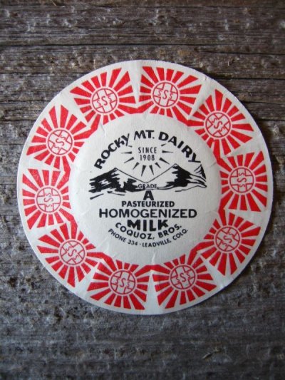 画像1: HOMOGENIZED MILK　ミルクボトルキャップ　牛乳瓶の蓋　ラベル　ROCKY MT.DAIRY　3pcs set　アンティーク　ビンテージ