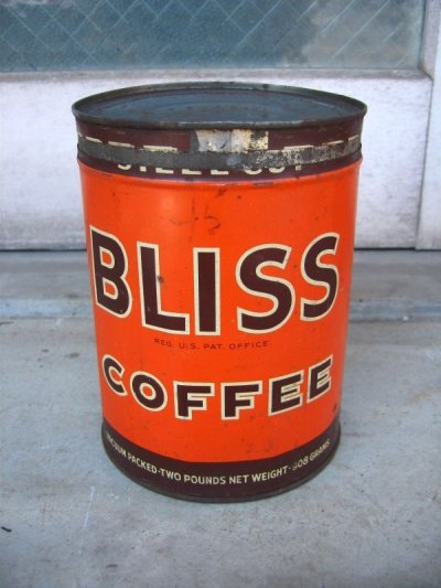 画像1: コーヒー缶　BLISS COFFEE　Butter-Nut　ティン缶　蓋付き　アドバタイジング　アンティーク　ビンテージ