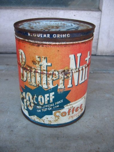 画像2: コーヒー缶　BLISS COFFEE　Butter-Nut　ティン缶　蓋付き　アドバタイジング　アンティーク　ビンテージ