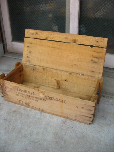 画像1: ウッドボックス　木箱　蓋付き　U.S　ミリタリー　アーミー　ストレージボックス　アドバタイジング　アンティーク　ビンテージ