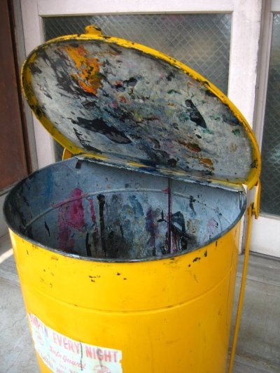 画像1: ダストボックス　大型　OILY　WASTE　CAN　buckets　trash can　トラッシュカン　ポップアップ　ゴミ箱　大型　アイアン　アンティーク　ビンテージ