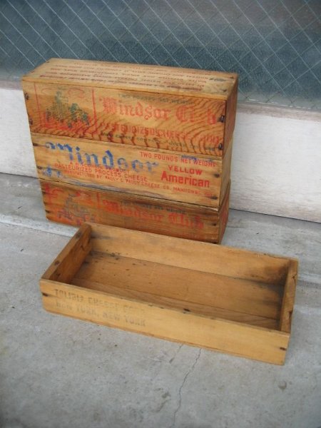 画像1: 1930'S 40'S 50'S　CHEESE CRATE　チーズBOX　チーズクレート　mindsor club　ウッドボックス　木箱　ストレージ　アドバタイジング　アンティーク　ビンテージ (1)
