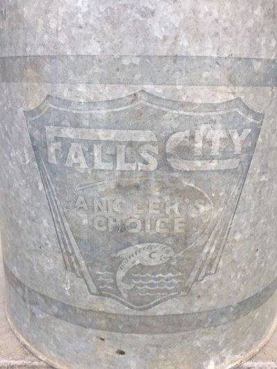 画像1: バケツ　ブリキ　バケット　FALLS CITY　アドバタイジング ガーデニングツール　プランターに  アンティーク　ビンテージ