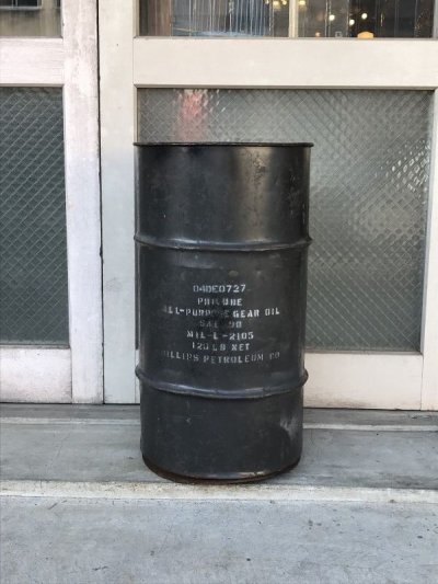 画像1: ミリタリー　USアーミー　MILSPEC　ステンシル　オイル缶　中型　ドラム缶　トラッシュカン　ダストボックス　ビンテージ　アンティーク