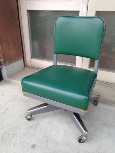 画像1: 1960'S　椅子　EAMES ERA　STEEL CASE　アイアン　チェア　デスクチェア　スチール　グリーン　インダストリアル　アンティーク　ビンテージ