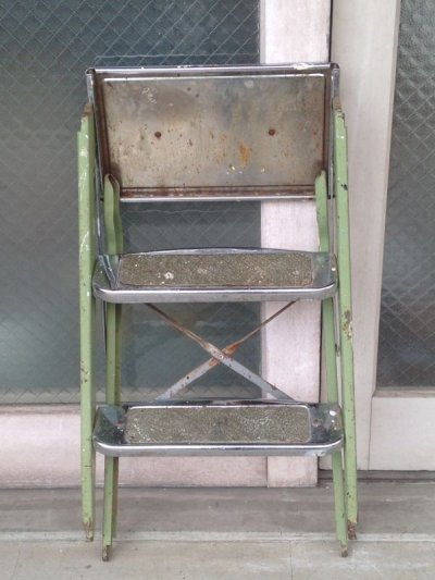 画像2: スチールステップラダー　はしご　脚立　小型　3段　クロームメッキ　アンティーク　ビンテージ