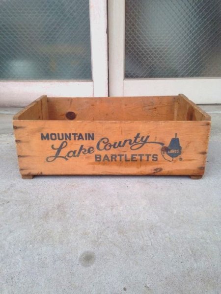 画像1: ウッドボックス　大型  Mountain Lake Couney Bartletts　木箱　ストレージボックス　アンティーク　ビンテージ (1)
