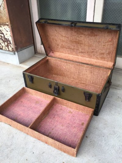 画像2: トランク　中型　デカール　ステッカー　カレッジ物　スーツケース　インナートレイ　店舗什器　アンティーク　ビンテージ