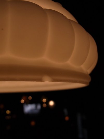 画像1: アンティーク　ミルクガラスシェード付　ペンダントランプ　1灯　ビンテージ