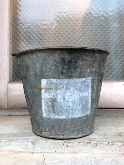 画像1: 1930'S 40'S　bucket　トラッシュカン　バケツ　バケット　シャビーシック　FIRE　ダストボックスなどに　ブリキ　アイアン　ビンテージ　アンティーク