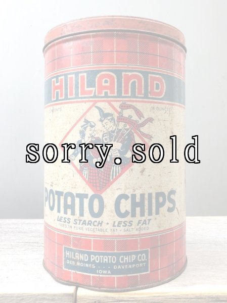 画像3: 1930'S 40'S 50'S　ティン缶　3個セット　BANQUET TEA-PAKS　紅茶 缶　HILAND POTATO CHIPS　スコットランド　ケルト　アドバタイジング　アンティーク　ビンテージ (3)