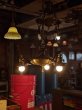 画像4: 1920'S30'S　アールデコ　シーリングライト　パンランプ　3灯　シャンデリア　真鍮　ベアバルブ　スイッチ付　ソケットサラウンド　装飾　アンティーク　ビンテージ (4)